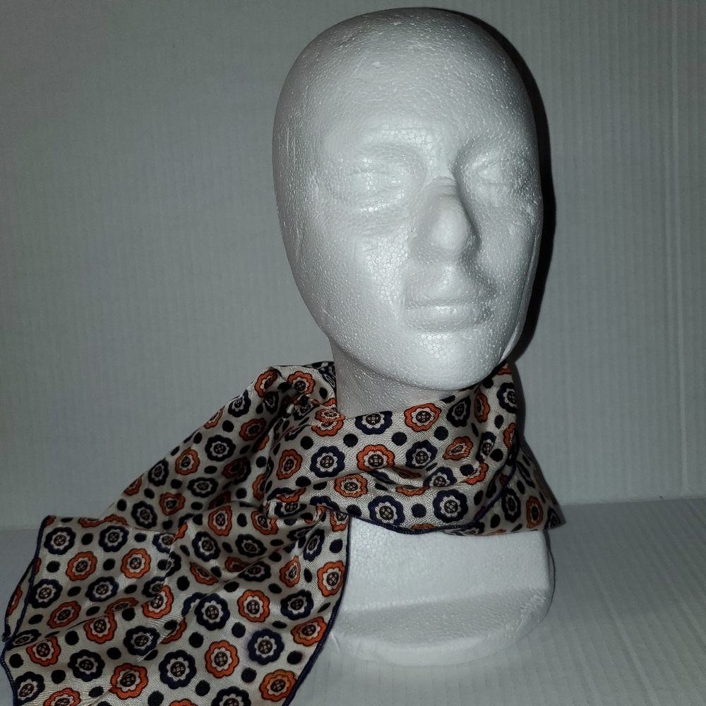 Baar & Beards Vintage Acetate Floral Brown Orange Cream Oblong Scarf